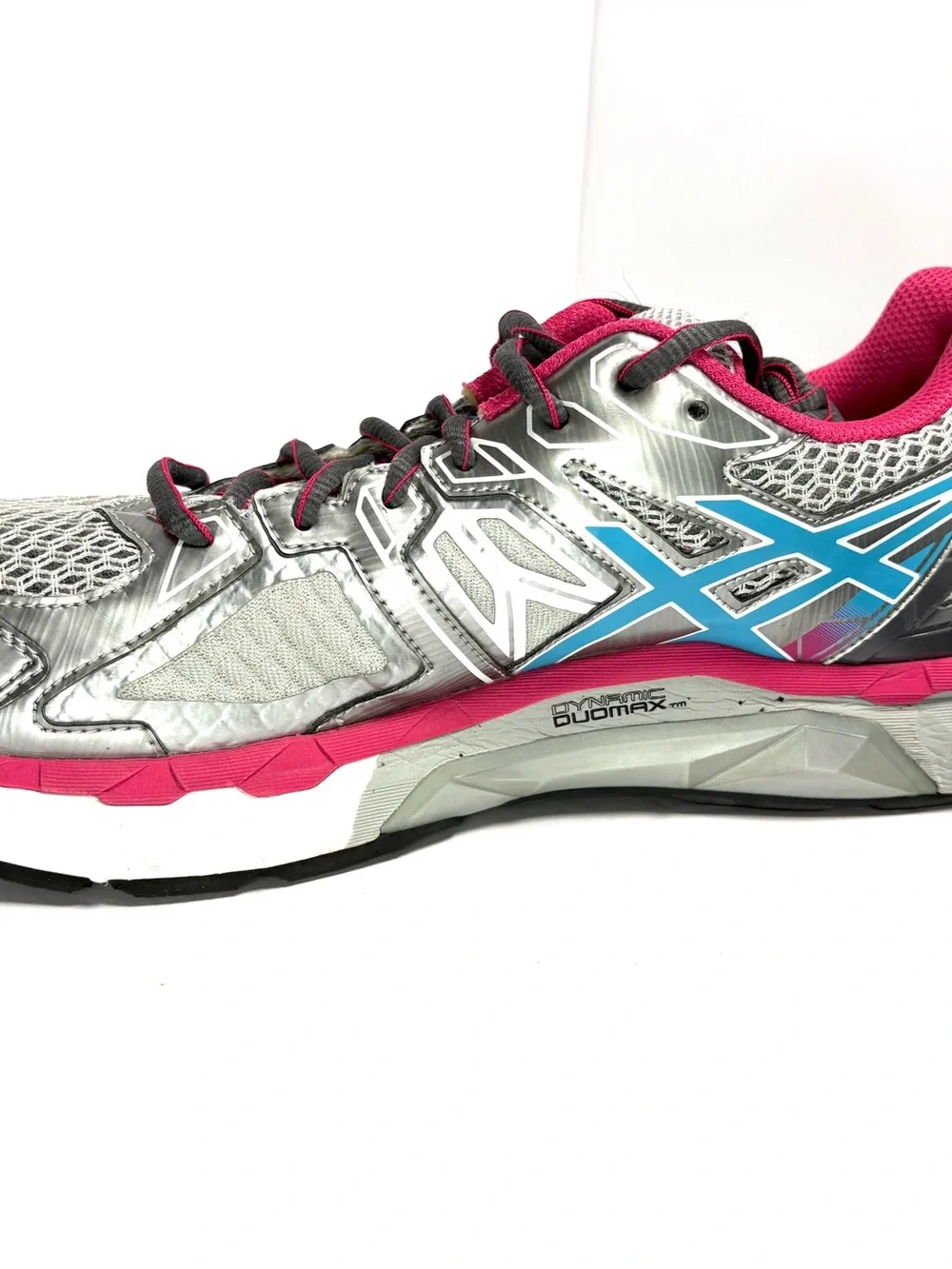 Asics Gel-Fortify Woman's SIZE 12 Running Sneakers Silver Gray Pink Blue T571N